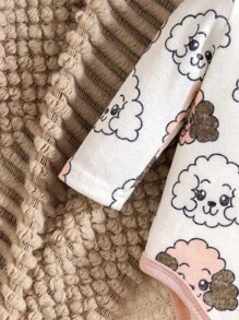 SHEIN 2pcs Newborn Baby Girl Cute Lamb Print Long Sleeve Bodysuit With Pants Set Home Outfit - Multicolor - View 7