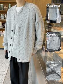 Claim Dot Cardigan Simples com Botões para Homens