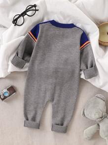 Baby Boys Fashionable Contrast Color Knitted Romper - Multicolor - View 2