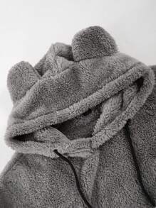 Manfinity Hypemode Men's 3d Ear Hooded Long Sleeve Fleece Pullover - Grey - View 4