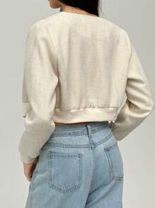 Muchica Women's Long Sleeve Tweed Short Jacket, Autumn & Winter - Beige - View 2