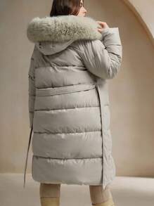 Anewsta Abrigos con capucha y cuello esponjoso para mujer talla grande, para invierno