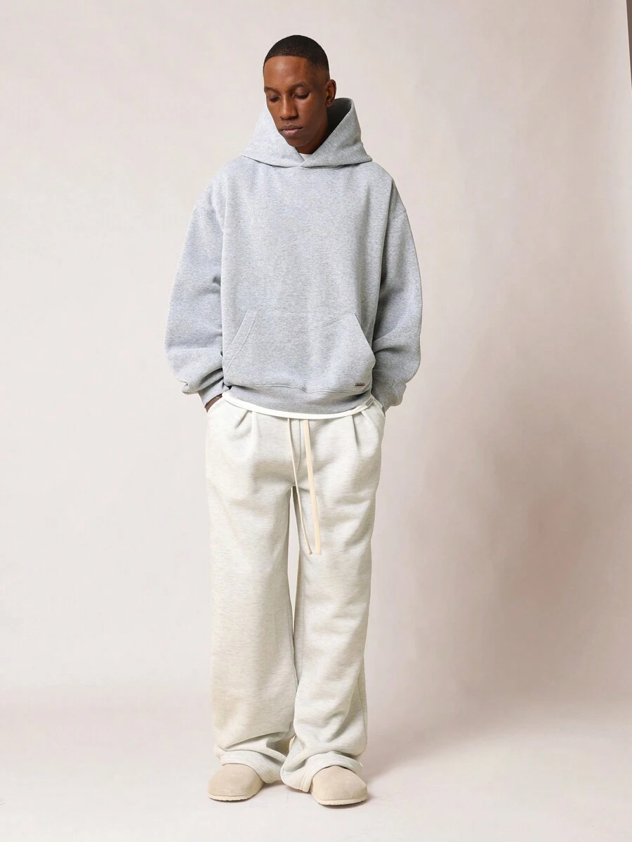 SUMWON Premium Heavyweight Loungewear Hoodie Pullover Streetwear Casual Relaxed Fit Athletic Sweatshirt Kangaroo Pocket Autumn Winter Essential - Grey - View 1