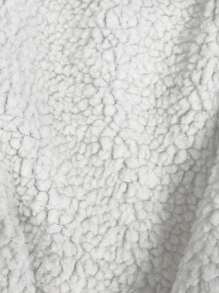 Slaydiva 秋冬新款大翻领斜拉链宽松长袖收腰黑色 PU 保暖内衬女士人造毛外套-AA - 黑色 - 查看 7