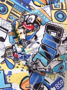 SHEIN Young Boys Cartoon Graphic Hooded Zipper Coats, Warm And Comfortable Outerwear For Autumn/Winter, Suitable For Casual, Sports, School, Christmas, Halloween Party - Multicolor - View 5