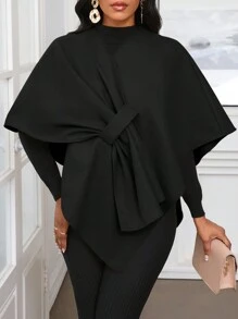 SHEIN Lady Veste chale structurée avec nœud papillon à la taille pour femme