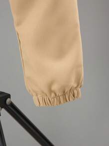 SHEIN 2pcs Tween Boy Outdoor Fleece Padded Cargo Jacket And Pants Set, Fall/Winter - Khaki - View 4