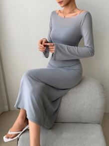 EastFlair 2pcs/Set Korean Fashion Women's Mesh Crystal Sheer Sexy Desire Dress Suit - Grey - View 1