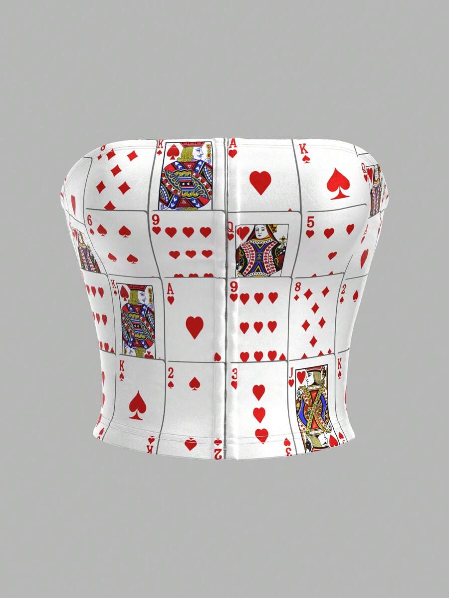 SHEIN ICON Áo croptop in hình bài thời trang mùa hè - Nhiều màu - Xem 1