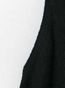 EMERY ROSE Plus Size Solid Round Neck Sleeveless Casual Sweater Vest - Black - View 4