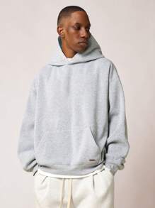 SUMWON Premium Heavyweight Loungewear Hoodie Pullover Streetwear Casual Relaxed Fit Athletic Sweatshirt Kangaroo Pocket Autumn Winter Essential - Grey - View 2