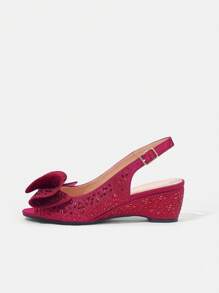 CUCCOO TILAWA Women's High Heel Diamond Butterfly Decor Fashion Sandals - Red - View 8