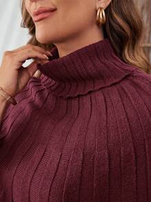 EMERY ROSE 女士高领长袖罗纹毛衣