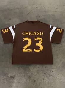 Manfinity EMRG 大码男士字母印花圆领短袖休闲 T 恤