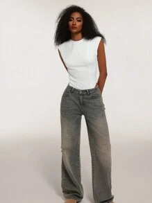 Forever 21 Nuevo body casual sin mangas blanco, versátil para otoño-invierno - Blanco - Ver 4