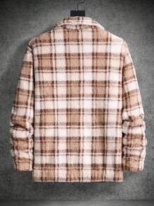 Manfinity Homme Men's Plaid Printed Fleece Zip-Up Jacket