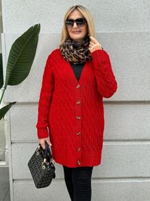 Miaspire Cárdigan informal de manga larga de un solo botonadura, de unicolor, suelto, para mujer, para otoño/invierno
