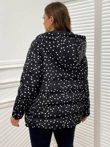 SHEIN Clasi Plus Size Reversible Padded Coat, Autumn & Winter - Black - View 2