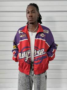 Manfinity VCAY 男士宽松数码印花长袖夹克，适合秋冬 - 彩色 - 查看 6