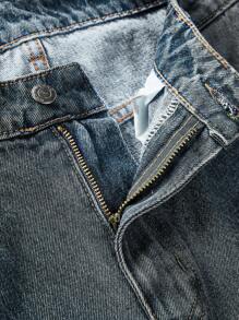 NEON BLANC Men's Distressed Spray Paint Long Denim Jeans - Dusty Blue - View 7