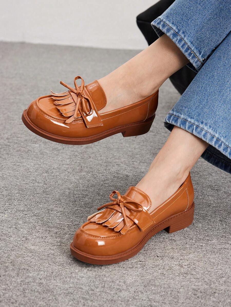 CUCCOO BIZCHIC Women's Bow Decor Simple Flat Casual Shoes Fall - Brown - View 1