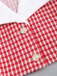 Sweetra Áo khoác kẻ caro thanh lịch cho nữ, mùa thu - Đỏ và trắng - Xem 4