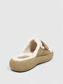 CUCCOO EASI Sandalias deslizantes con plataforma de peluche a la moda y todo a juego para mujeres, otoño e invierno - Caqui - Ver 8