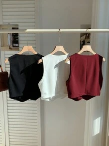 Comfortcana Set de 3 piezas de chaleco casual liso para mujer en otoño/invierno - Multicolor - Ver 2