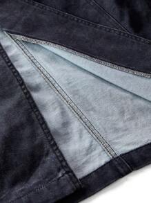 Manfinity VCAY Men's Loose-Fit Long Digital Print 100% Cotton Windbreaker, For Fall Winter - Dark Grey - View 13