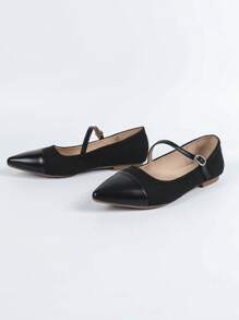 CUCCOO BIZCHIC Giày lười đế bằng mũi nhọn màu đen tương phản cho nữ, giày nhẹ và thoải mái cho mọi mùa - màu đen - Xem 3