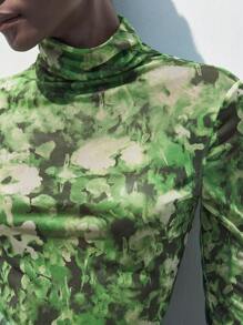 SHEIN Maija 女士 Y2K 扎染印花高领长袖时尚上衣 - 彩色 - 查看 4