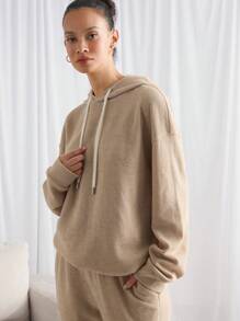 Manfinity INSISELF 2pcs/Set Men's Loose Fit Hooded Knit Long Sleeve Sweatshirt Set, Suitable For Autumn