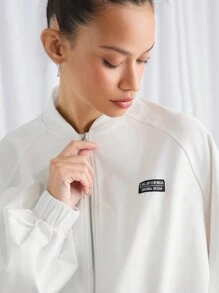 Manfinity VCAY Men's Woven Loose Fit Round Neck Raglan Sleeve Casual Jacket, Suitable For Autumn & Winter - White - View 7