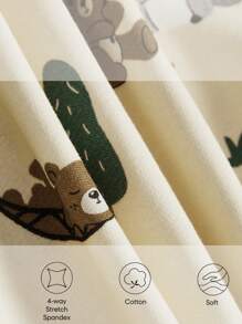 Cozy Pixies 2 pezzi Set di felpe girocollo per neonato con stampa di animali dei cartoni animati e colori a contrasto