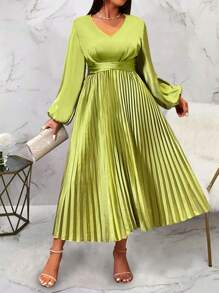 Celure Vestido elegante vintage con pliegues en la cintura para tallas grandes