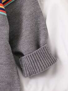 Baby Boys Fashionable Contrast Color Knitted Romper - Multicolor - View 4