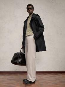 AKNOTIC Business Casual Men's Loose Fit Long Sleeve Casual Trench Coat, Suitable For Autumn, For Fall Winter