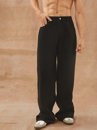 Men Premium Cotton Denim Baggy Wide Leg Jeans