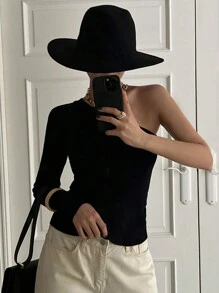 DAZY Women Off The Shoulder Slim Fit Sweater, Fashionable Design, Casual, Autumn/Winter