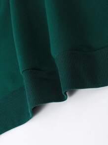 Manfinity Homme Loose Fit Men's Solid Thermal Lined Sweatshirt, Men Rose Sweatshirt, Green Sweatshirt Men, Men Graphic Sweatshirt - Dark Green - View 5