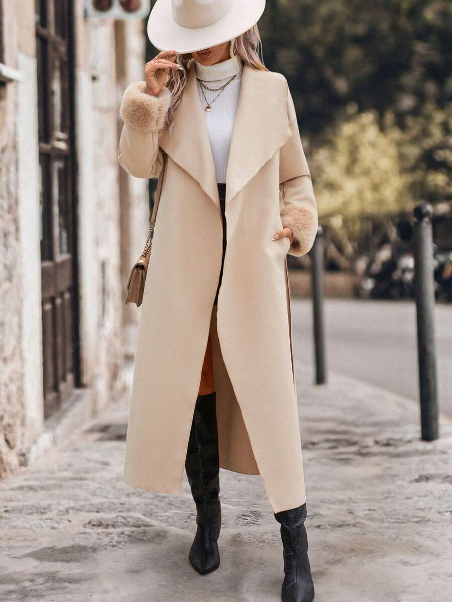 SHEIN Clasi 女士蓬松袖口休闲夹克、外套 - 駝色 - 查看 1