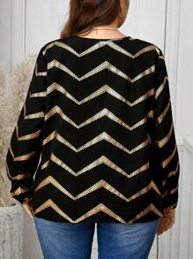 SHEIN LUNE Damen Herbstoutfits, Langarm-Blusen, Damenblusen in Große Größen, V-Ausschnitt Langarm minimalistische Lässig Tops, Party Kleidung, Pailletten, Pendler Damen Hemden, Urlaubsoutfit