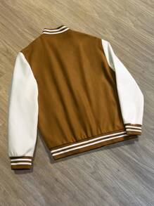 Manfinity Roghcode Men's Autumn Casual Color-Blocking Letter Embroidered Button Front Jacket - Multicolor - View 2