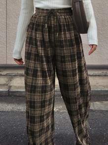 FRIFUL 女式简约格子前系带休闲裤，秋季服装 - 彩色 - 查看 8