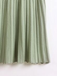 Franclia 2 pezzi/set, maglione lavorato a maglia a contrasto di colore ampio e elegante e gonna, outfit autunnale da donna - Verde - Visualizzare 5