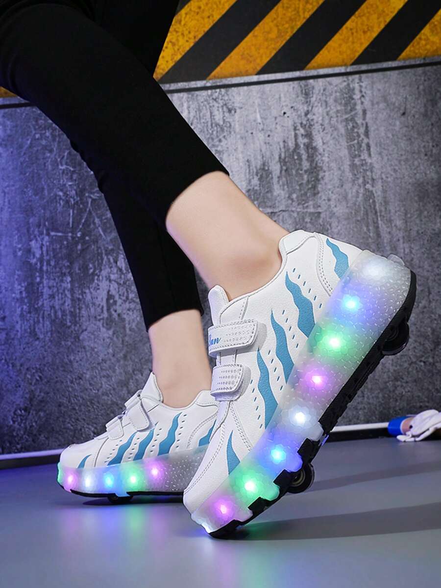 Teenagers Girls LED Light Up Roller Skates Shoes Flashing Wheels