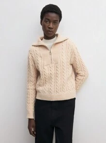 BizChic 圣诞卡其色休闲长袖针织毛衣 T 恤，时尚复古风格女士办公室服装，春夏 - 卡其色 - 查看 6