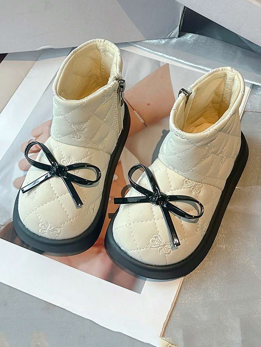 2024 新款儿童短靴，百搭时尚舒适休闲靴，秋冬，儿童英伦风格 - 米色 - 查看 1