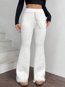 SHEIN EZwear Pantalones de mujer de unicolor con pierna acampanada y nudo en otoño/invierno