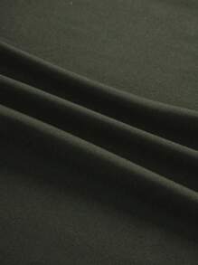 INAWLY 女士休闲不对称领长袖纯色 T 恤 - 軍綠色 - 查看 4